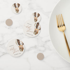 テディベア、茶色のホットエアバルーン、ベビーシャワー コンフェッティ