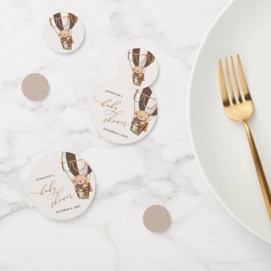 テディベア、茶色のホットエアバルーン、ベビーシャワー コンフェッティ (グループ)