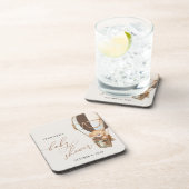 テディベア、茶色のホットエアバルーン、ベビーシャワー コースター (右側)