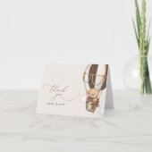 テディベア、茶色のホットエアバルーン、ベビーシャワー サンキューカード (正面)