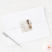 テディベア、茶色のホットエアバルーン、ベビーシャワー スクエアシール