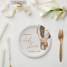 テディベア、茶色のホットエアバルーン、ベビーシャワー