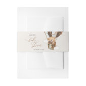 テディベア、茶色のホットエアバルーン、ベビーシャワー 招待状ベリーバンド (正面例)