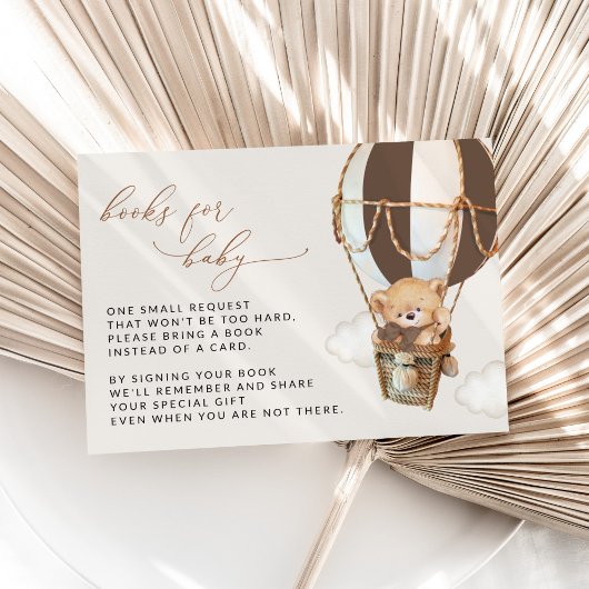 テディベア、茶色の熱気球、ベビー用の本 エンクロージャーカード