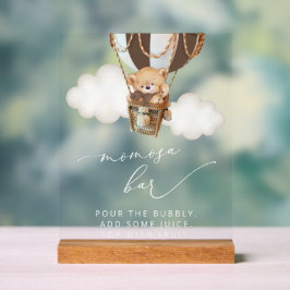 テディベア、茶色の熱気球、モモモザバー アクリルサイン