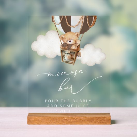 テディベア、茶色の熱気球、モモモザバー アクリルサイン (ニュートラル)