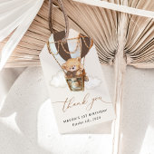 テディベア、茶色の熱気球、最初の誕生日 ギフトタグ