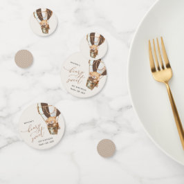 テディベア、茶色の熱気球、最初の誕生日 コンフェッティ