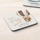 テディベア、茶色の熱気球、最初の誕生日 コースター (左側)