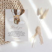 テディベア、茶色の熱気球、最初の誕生日 サンキューカード