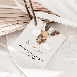 テディベア、茶色の熱気球、最初の誕生日 フェイバータグ