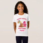 テディベア 誕生日おめでとう 4歳の誕生日 Tシャツ (正面フル)