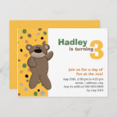 テディベア・誕生日招待状 インビテーションポストカード (正面/裏面)