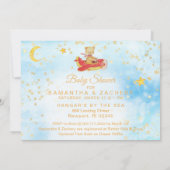 テディベア 赤い飛行機 赤ちゃん 星の男の子 シャワー 招待状 (裏面)