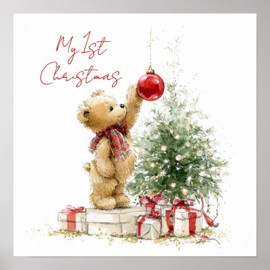 テディベア 赤ちゃんの初めてのクリスマス ポスター (正面)