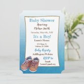 テディベア 赤ちゃんの靴 ベビーシャワー 招待状 (スタンド正面)