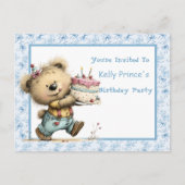 テディベア 赤ちゃん 男の子 誕生日 インビテーション (正面)