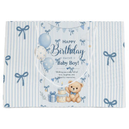 テディベア 赤ちゃん 男の子 誕生日 ギフトバッグ" ラージペーパーバッグ
