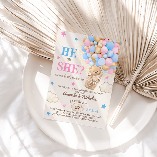 テディベア 風船 性別発表 招待状