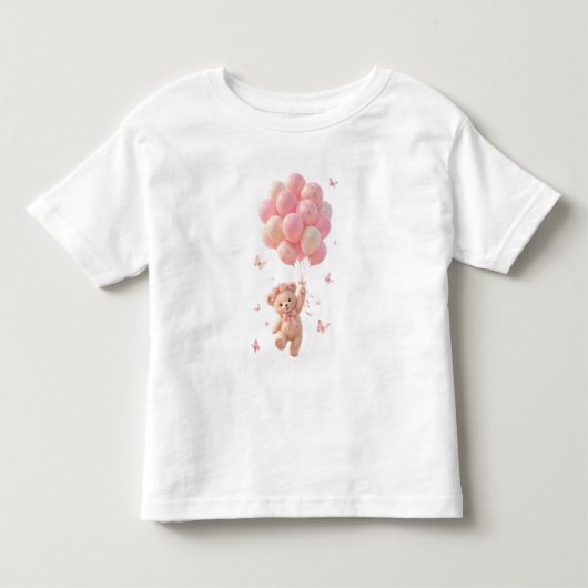 テディベア 風船 蝶々 トドラーTシャツ (正面)