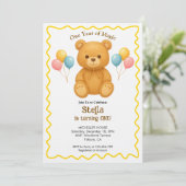 テディベア 1歳の誕生日おめでとう マジックな1年 招待状 (スタンド正面)
