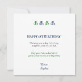 テディベア 1歳の誕生日ゴルフカード 少年向け カード (裏面)