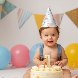 テディベア 1歳の誕生日ペーパー パーティーハット