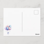 テディベア 1歳の誕生日 カラフルな風船 ポストカード (裏面)