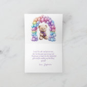 テディベア 1歳誕生日 カラフルな風船 サンキューカード (内部)