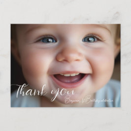 テディベア 1歳誕生日 カラフルな風船 ポストカード