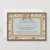 テディベア 3D ルック リボン＆ボタン 誕生発表 案内状 (裏面)