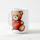 テディベア "Love" バレンタイン 陶器マグ コーヒーマグカップ (正面左)
