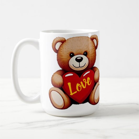 テディベア "Love" バレンタイン 陶器マグ コーヒーマグカップ (左)