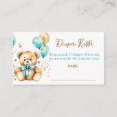 テディベアbearly wait赤ちゃんシャワーおむつラッフル エンクロージャーカード (正面)