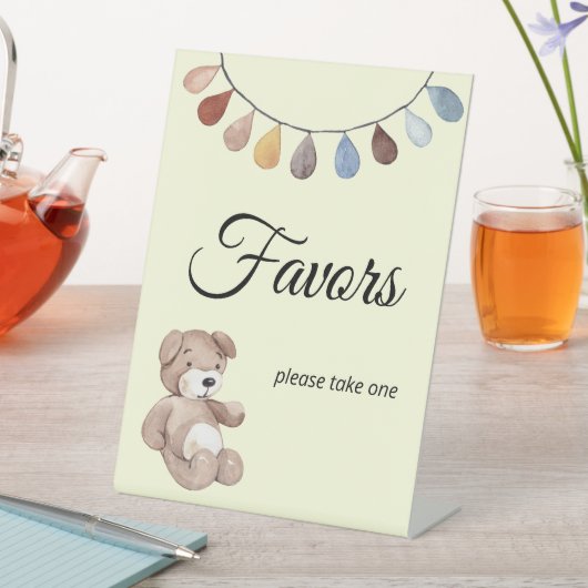 テディベアBohoベビーシャワー好意タブリエスケープ 台座サイン (インサイチュ)