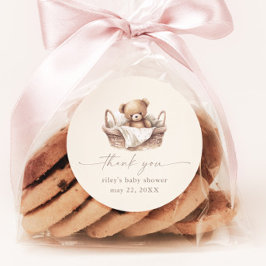 テディベアBohoベビーブシャワーありがとうお願い ラウンドシール