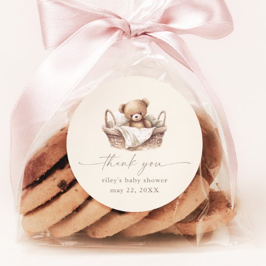 テディベアBohoベビーブシャワーありがとうお願い ラウンドシール