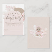 テディベアBOHO女の子ベイビーシャワー推測ベリーゲーム エンクロージャーカード (正面/裏面)