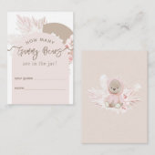 テディベアBOHO女の子ベビーシャワー推測ゲーム エンクロージャーカード (正面/裏面)