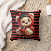 テディベアLadybug女の子ストライプ赤ちゃんシャワーギフト クッション (ブランケット)