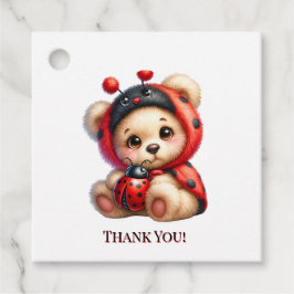 テディベアLadybug女ストライプ子ベビーシャワー感謝してい フェイバータグ