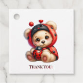 テディベアLadybug女ストライプ子ベビーシャワー感謝してい フェイバータグ (正面)