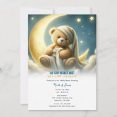 テディベアonムーングロースターズ赤ちゃんシャワー 招待状 (正面)