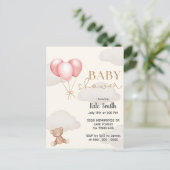 テディベアpingバルーン水の色ベビーシャワー ポストカード (スタンド正面)