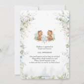 テディベアSシックなハイティーパーティーツインズベビーシャワー 招待状 (裏面)