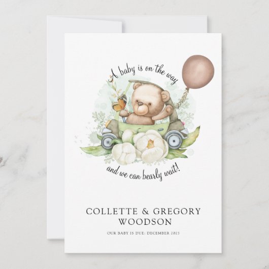 テディベアSage Brownは妊娠を待つことができる 案内状 (正面)