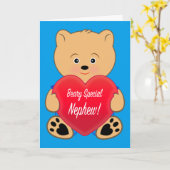 テディベアwithハート誕生日甥 カード (黄色い花)