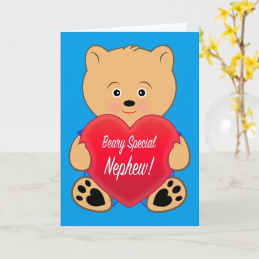 テディベアwithハート誕生日甥 カード (黄色い花)