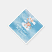 テディベビーベアーブルーバルーン スタンダードカクテルナプキン (角)