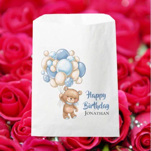 テディボーイハッピーバースデー – ホワイト フェイバーバッグ